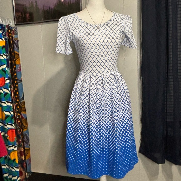 LuLaRoe Dresses & Skirts - Elegant‎ Blue and White Women's Dress (LULAROE)